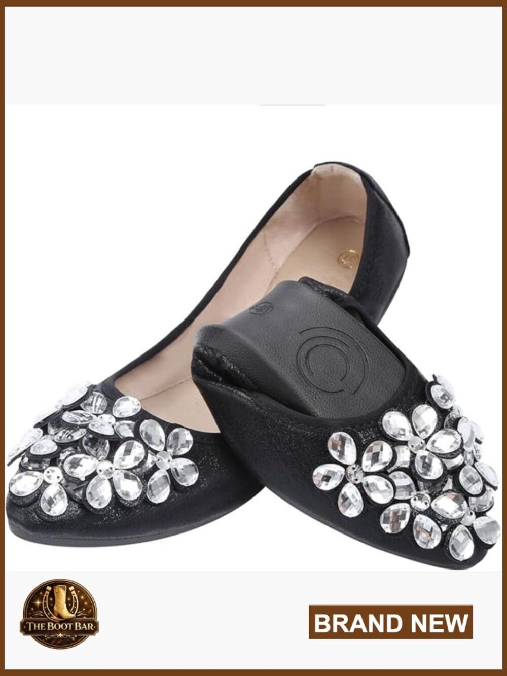 Rhinestone Ballet Flats Foldable Comfort Slip On Wedding Ballerina Shoes
